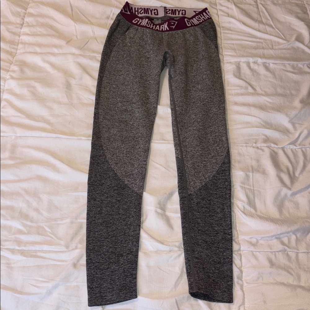 Gymshark Charcoal Leggings with Maroon Waistband